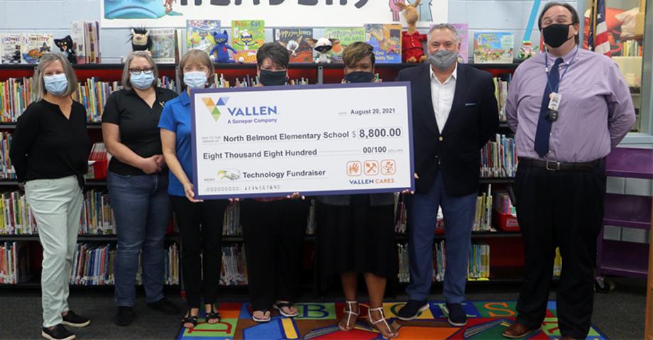 Vallen Corporation donated $9,150 to North Belmont Elementary for the purchase of 20 computer stations.